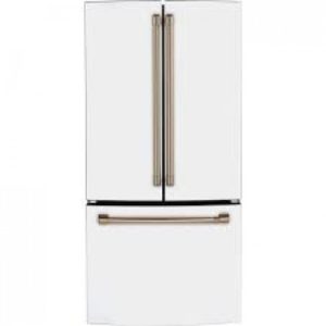 Café 18.6 Cu. Ft. Counter-Depth / 33" French-Door Refrigerator in Matte White & Brushed Bronze ( CWE19SP4NW2 )